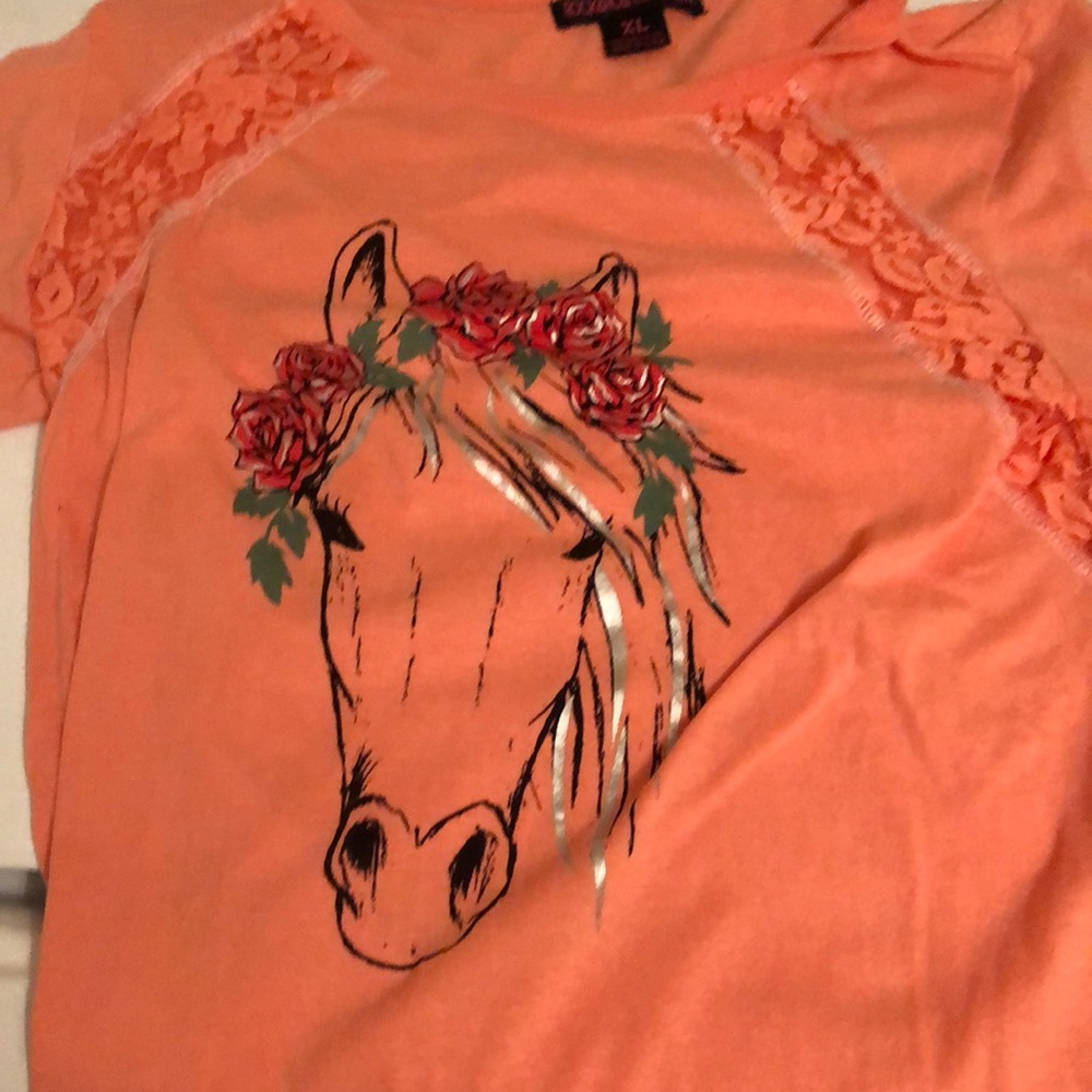 Nice looks brand new horse shirt a cowgirl will love!